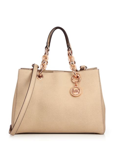 michael kors cindy satchel medium|Cindy Medium Logo and Leather Satchel .